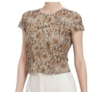 Babaton brown snake print short sleeve semi cropped top size L good condition